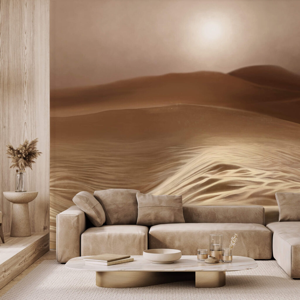 Wüste mit Wellen und Sonne