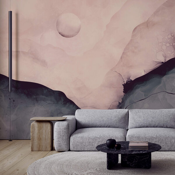 Gemälde eines Berges mit Mond Gemälde eines Berges mit Mond