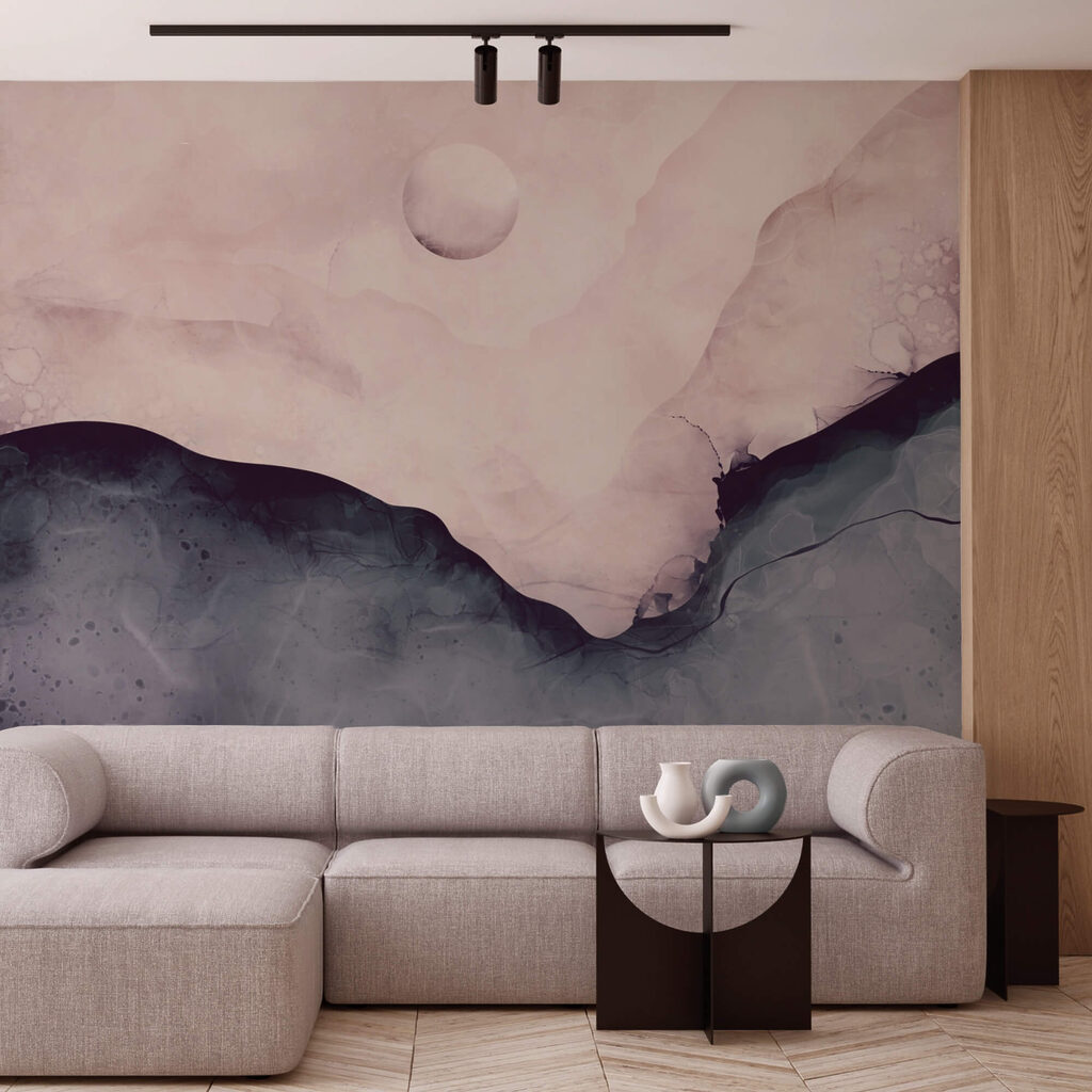 Gemälde eines Berges mit Mond Gemälde eines Berges mit Mond