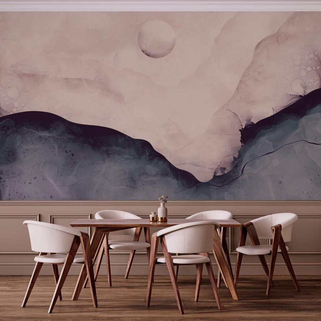 Gemälde eines Berges mit Mond Gemälde eines Berges mit Mond