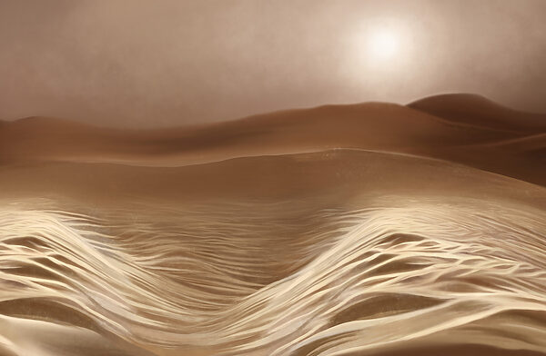 Desert with waves and a sun