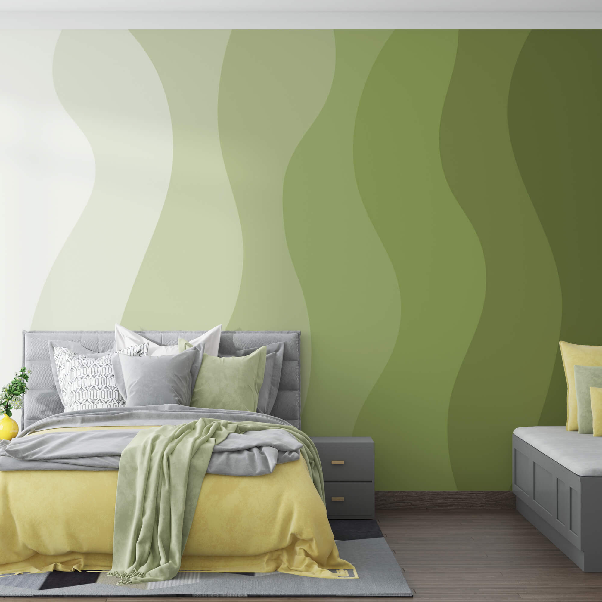 Grüne und weiße Wellenlinien