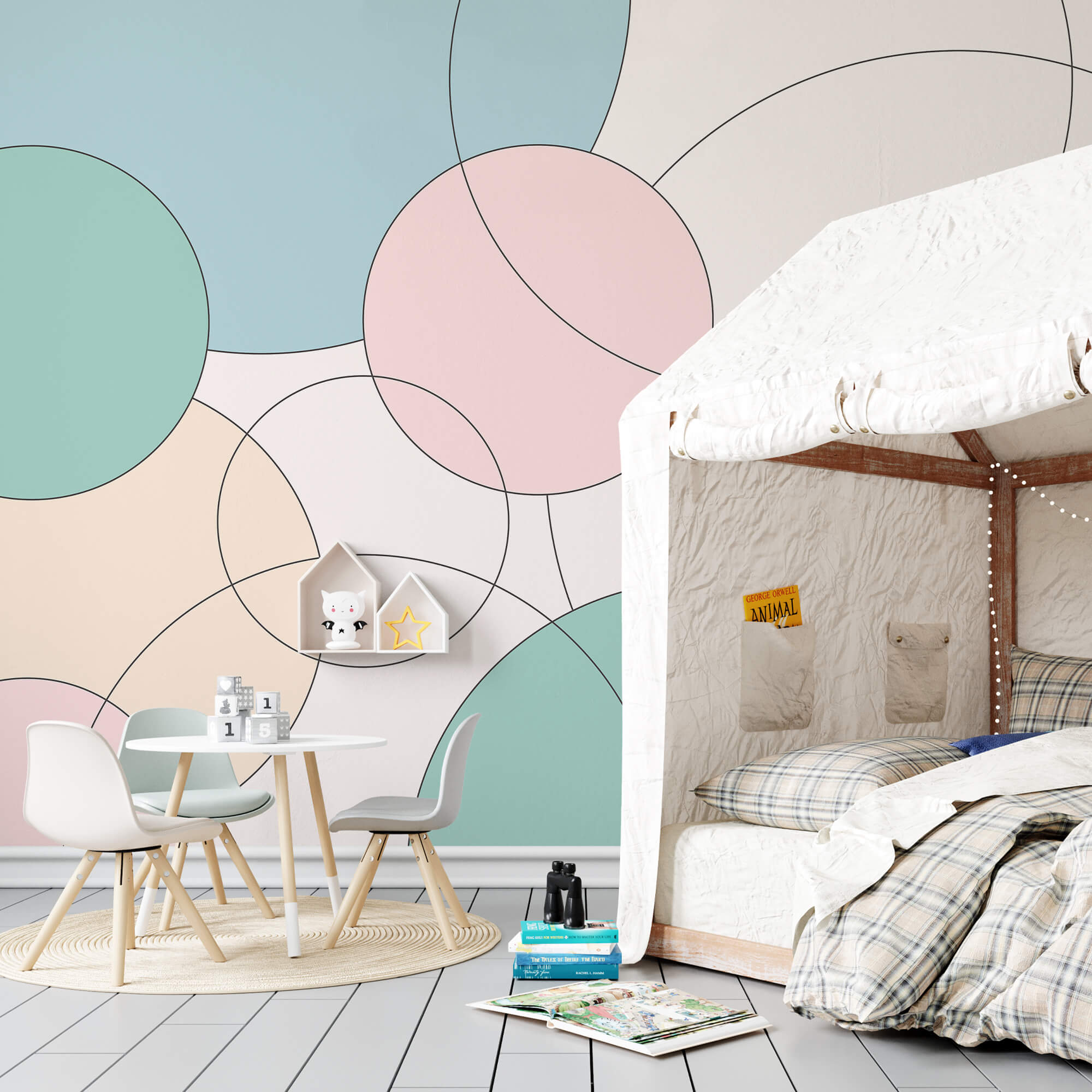 Muster aus Kreisen und Blättern