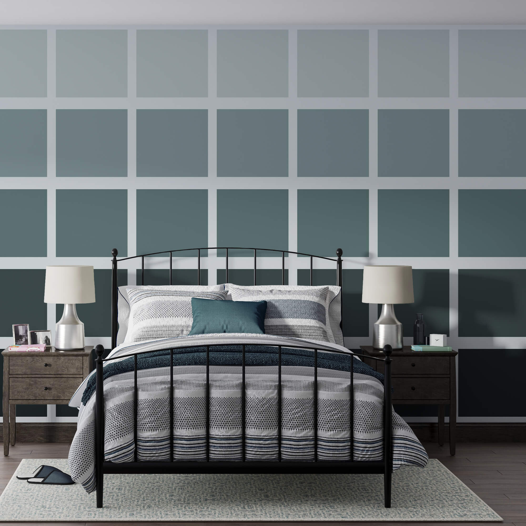 Graue Quadrate mit schwarzen Quadraten