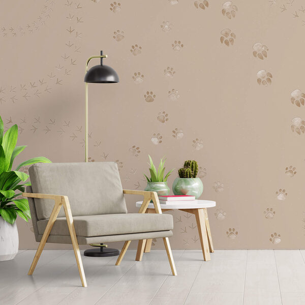 Muster aus Pfotenabdrücken und Vögeln Muster aus Pfotenabdrücken und Vögeln