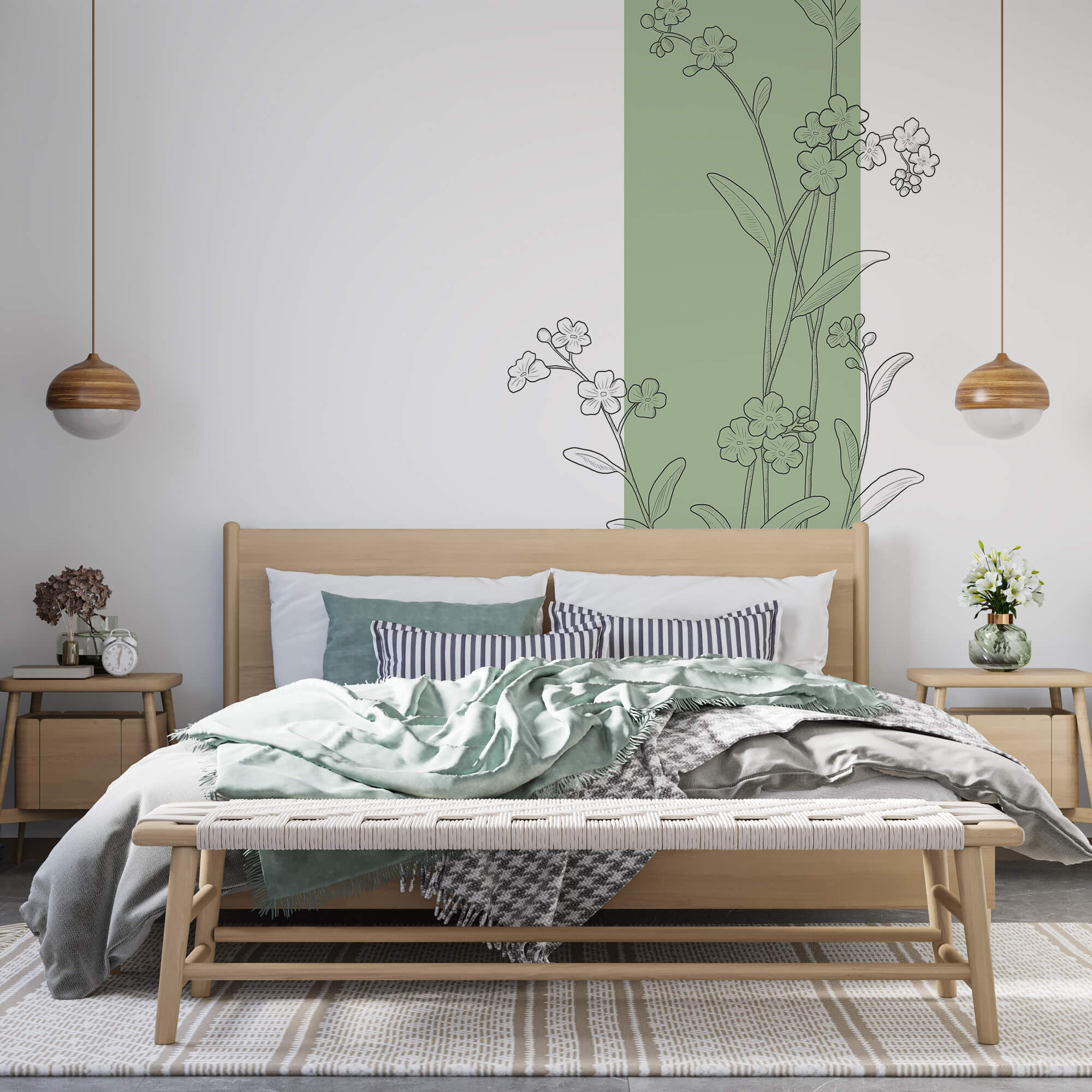 Zeichnung von Blumen und Blättern Zeichnung von Blumen und Blättern