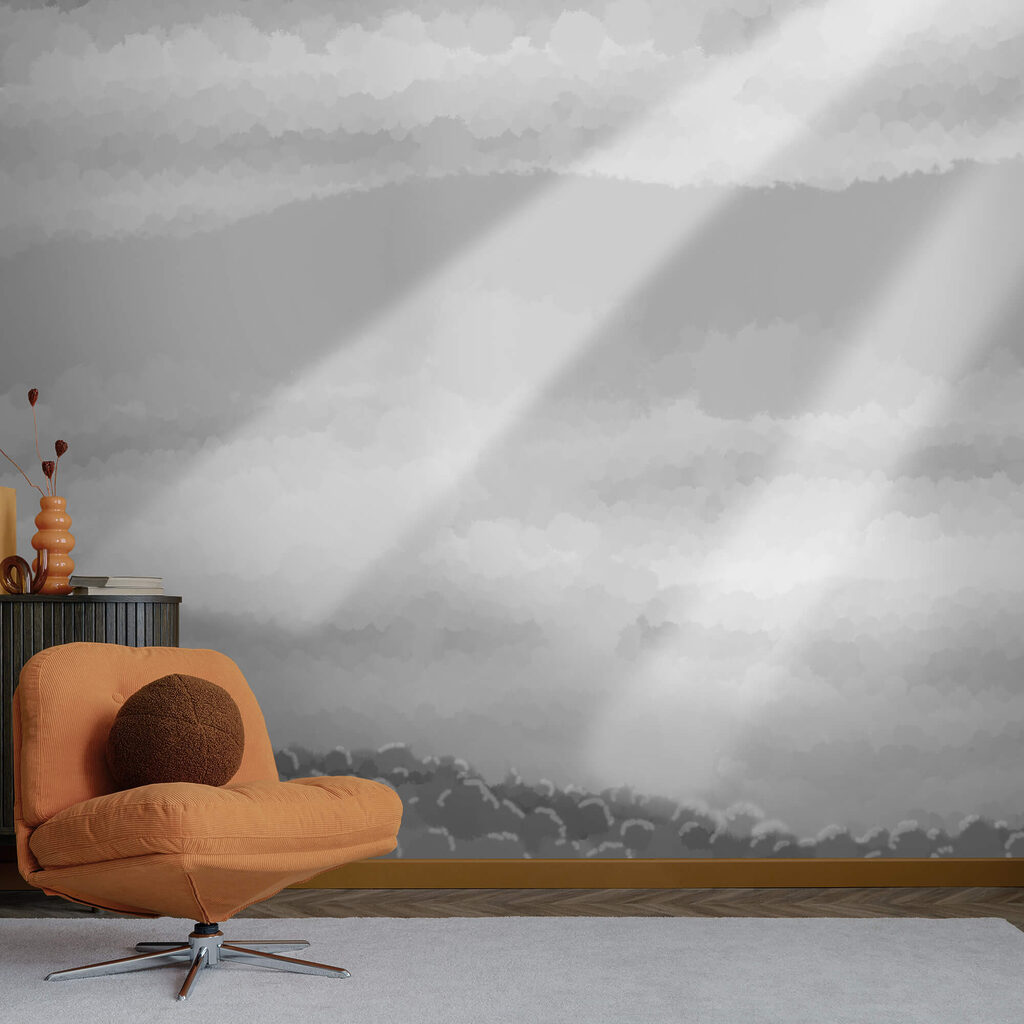 Graustufenbild von Wolken und Sonnenstrahlen Graustufenbild von Wolken und Sonnenstrahlen