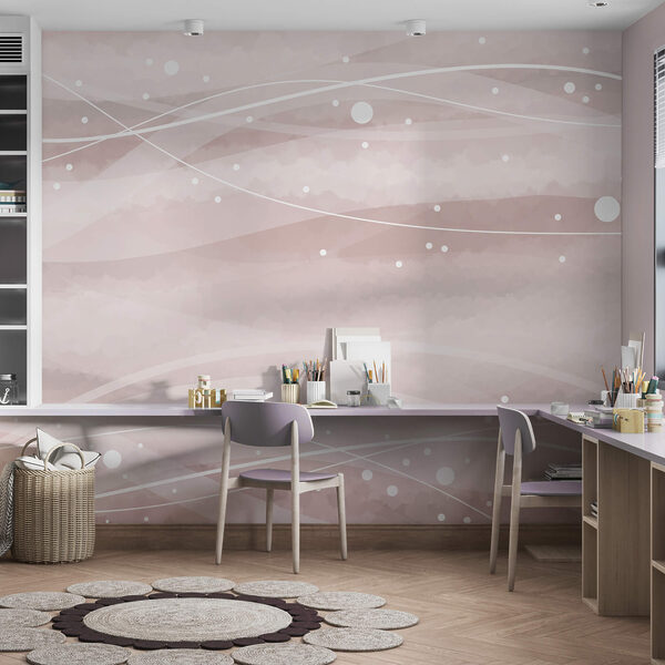 Weiße Linien und Punkte auf rosa Hintergrund