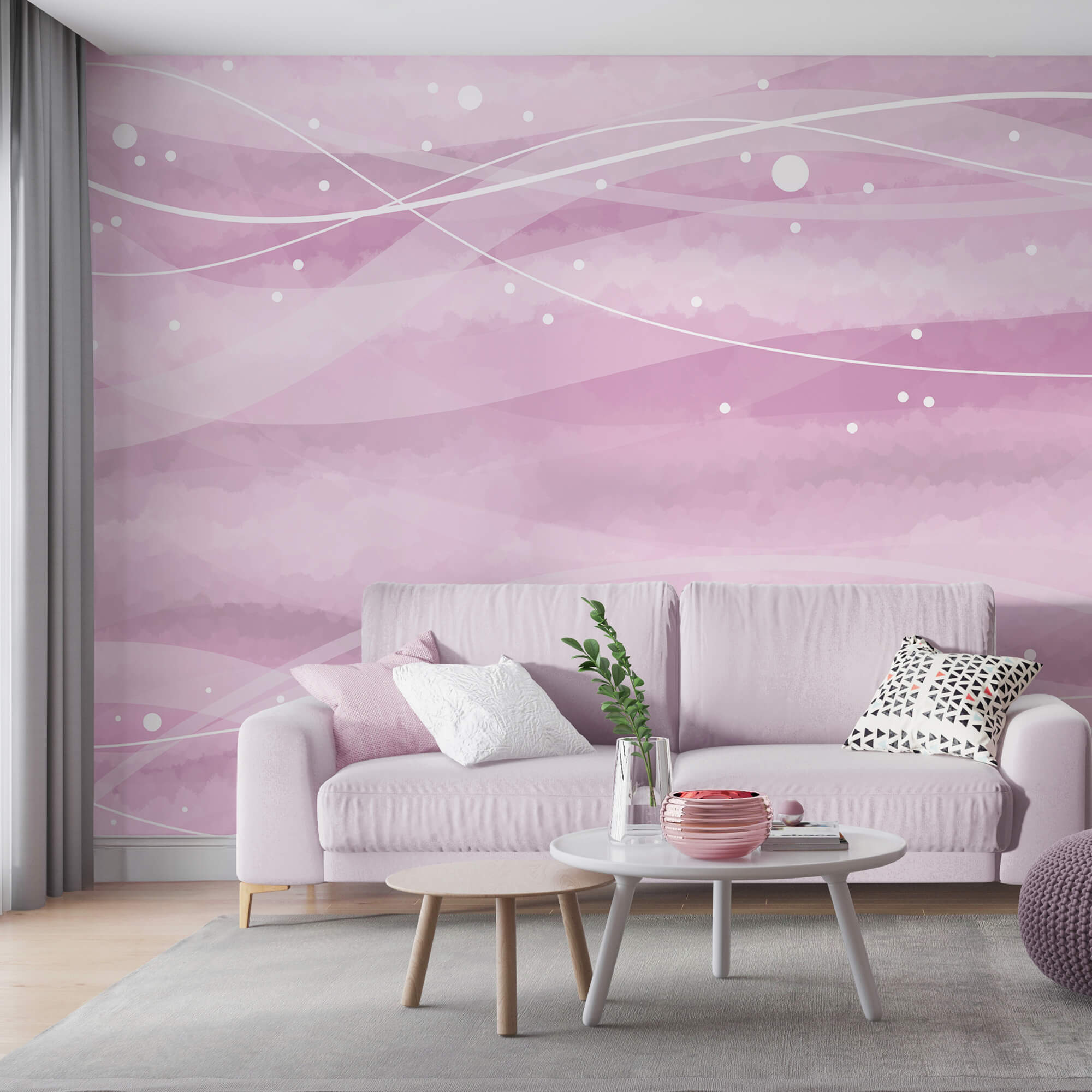 Rosa Hintergrund mit weißen Linien und Punkten Rosa Hintergrund mit weißen Linien und Punkten