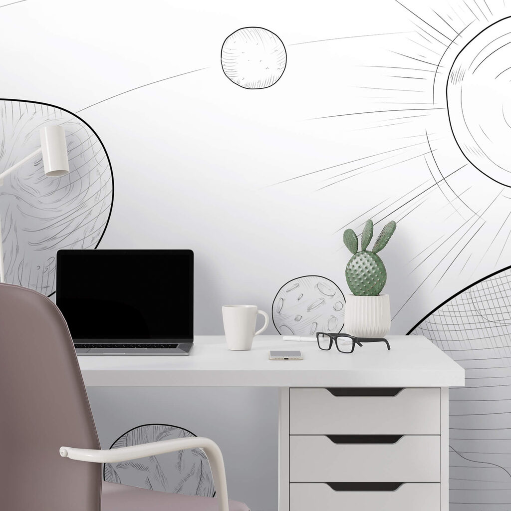 Zeichnung von Planeten und Sonne Zeichnung von Planeten und Sonne