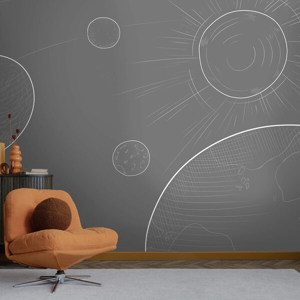 Grauer Hintergrund mit Kreisen und Sonne Grauer Hintergrund mit Kreisen und Sonne