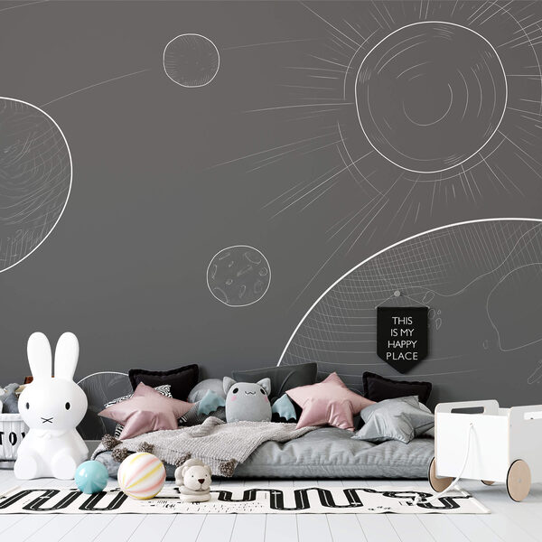 Grauer Hintergrund mit Kreisen und Sonne Grauer Hintergrund mit Kreisen und Sonne