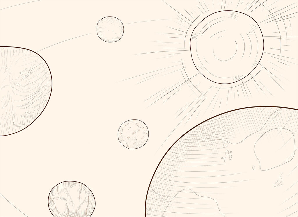 Drawing of the sun and earth Drawing of the sun and earth