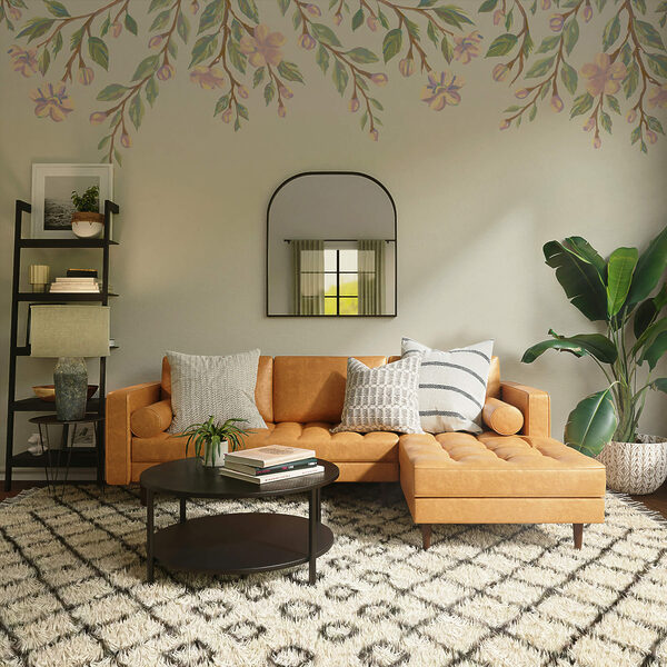 Zarte Blüten umrahmen einen sanften Hintergrund