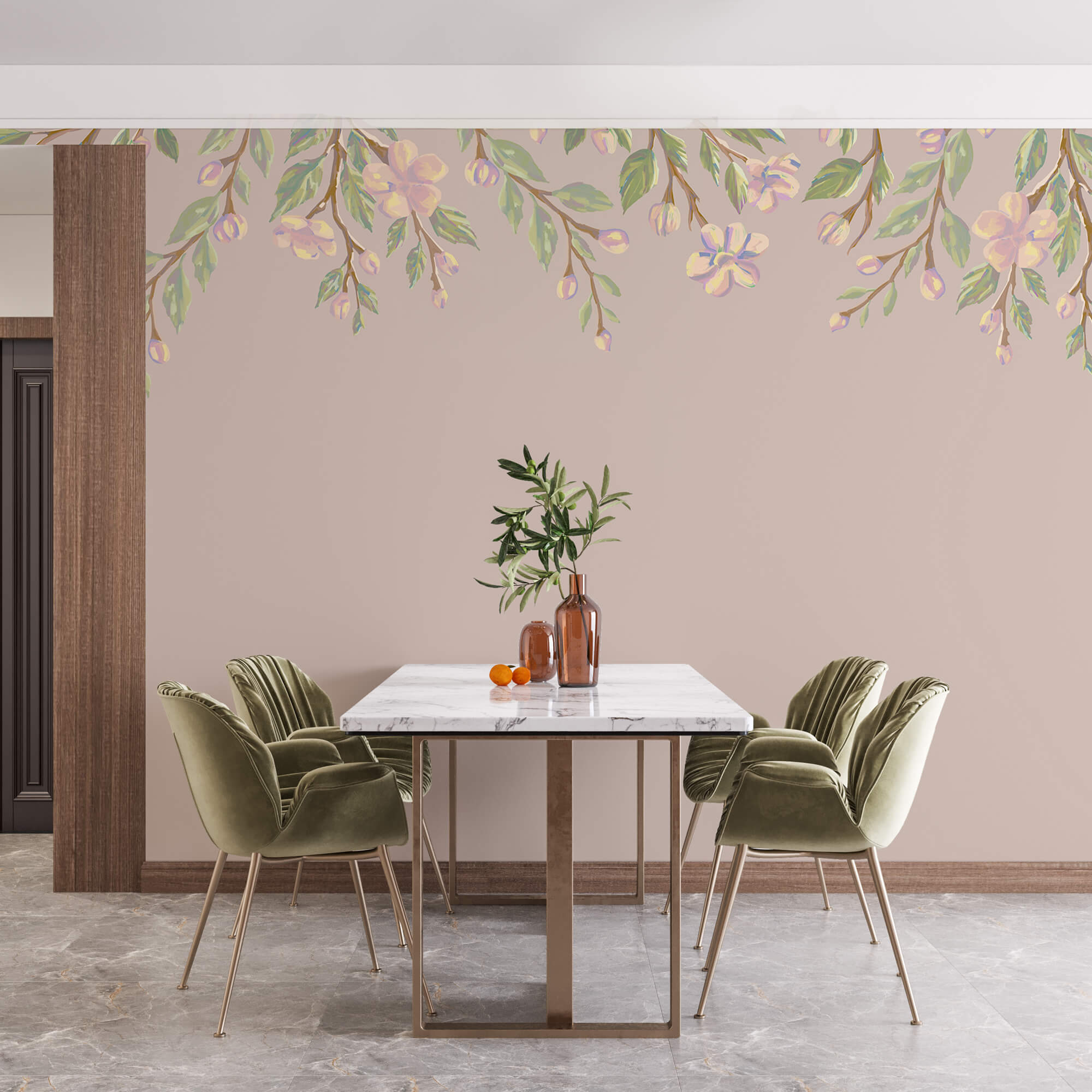 Zartes Blumenmuster auf sanftem Hintergrund