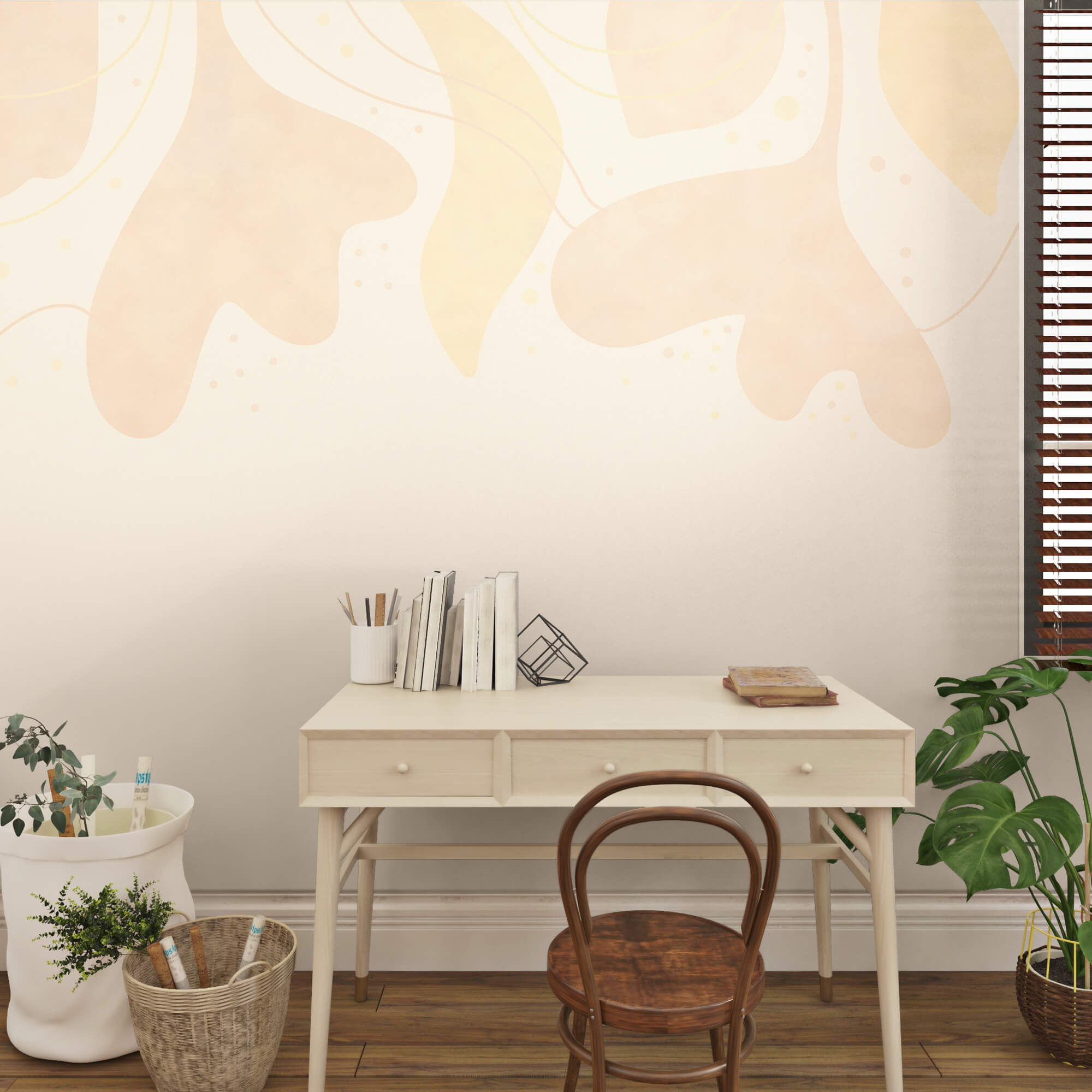 Zarte Pastellblätter auf sanftem Hintergrund