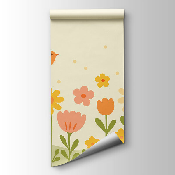 Birds flying over flowers