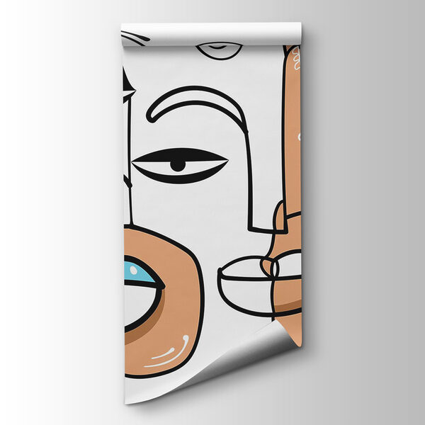 Group of faces drawn on a white background