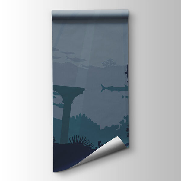 Silhouette of a building and sea plants Silhouette of a building and sea plants