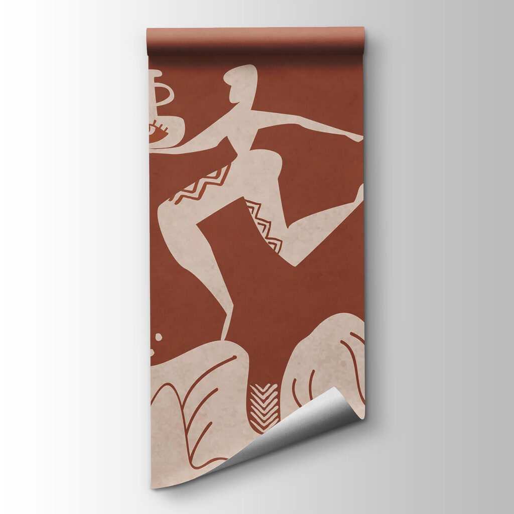 Drawing of a man holding a pot and a pot on a mountain Drawing of a man holding a pot and a pot on a mountain