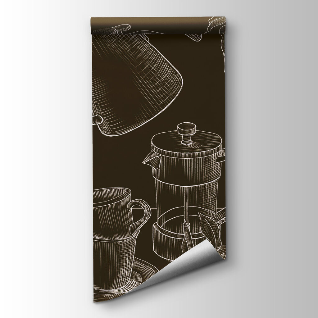 Drawing of coffee maker and coffee pot