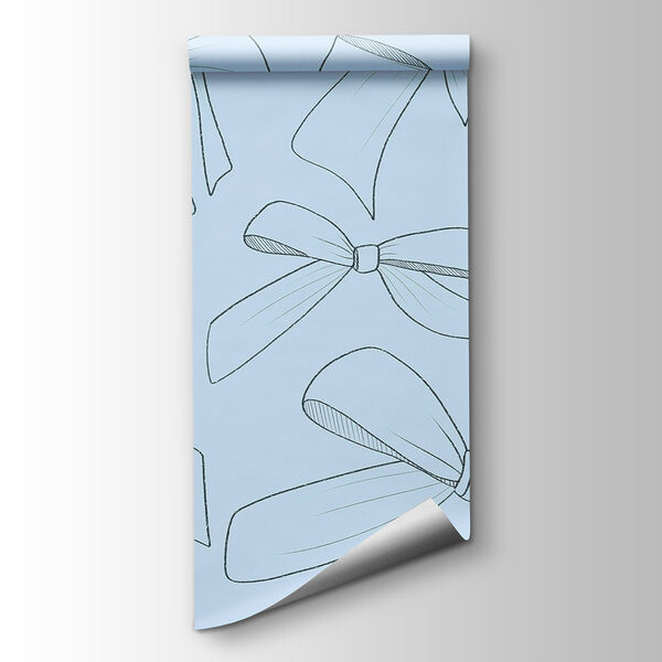 Pattern of bows on a blue background