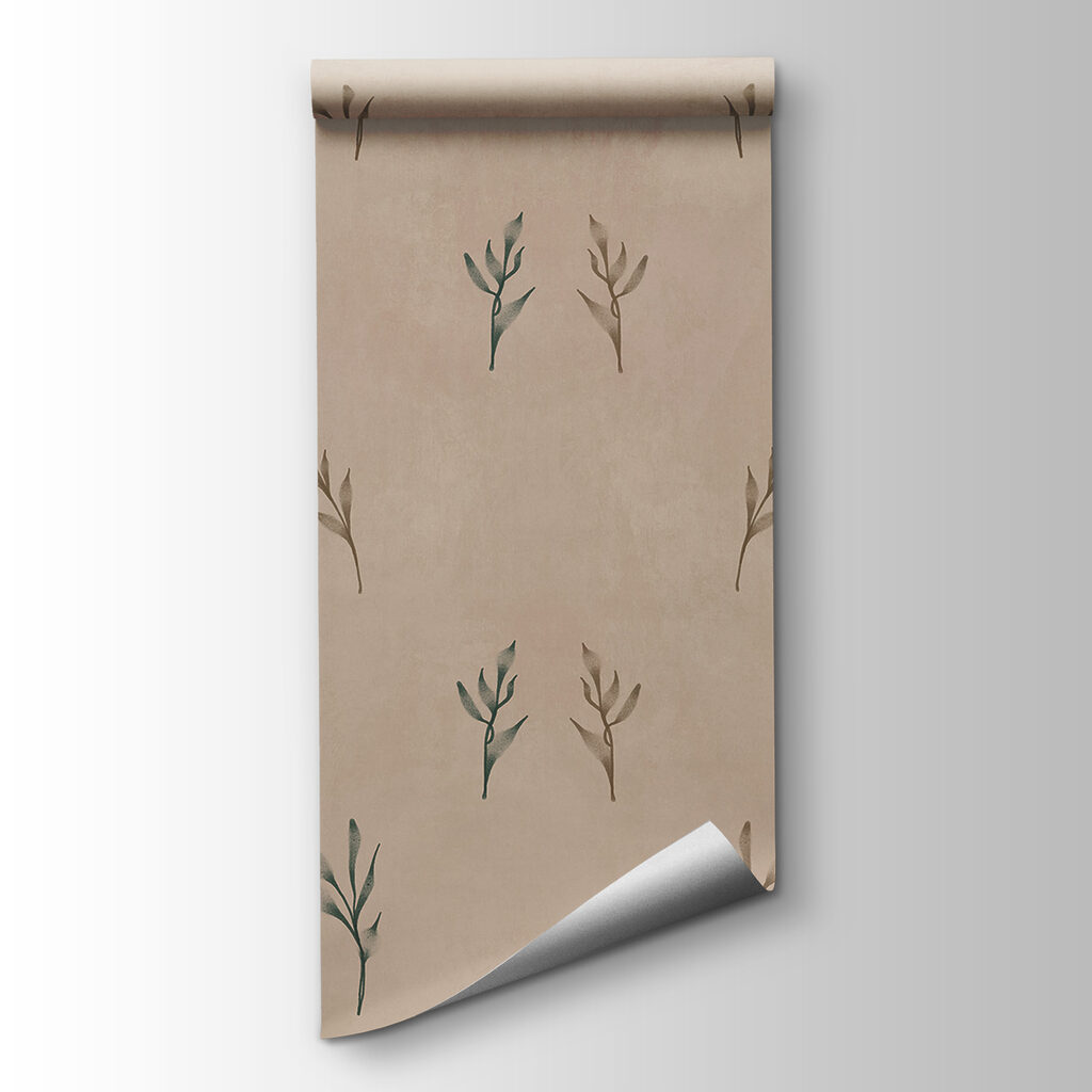 Pattern of leaves on a beige background