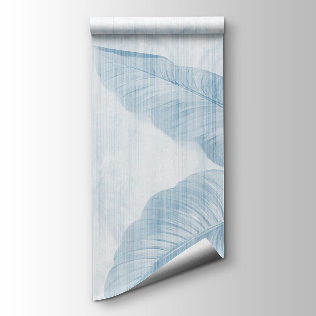 Soft blue leaves on serene background