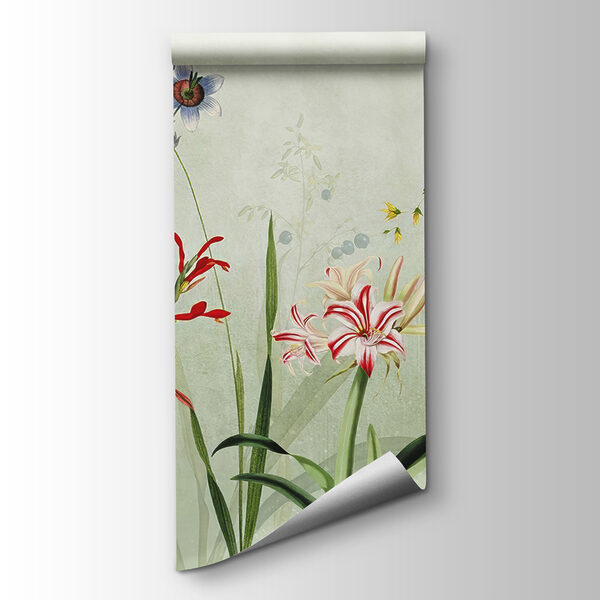 Vibrant flowers in soft green hues