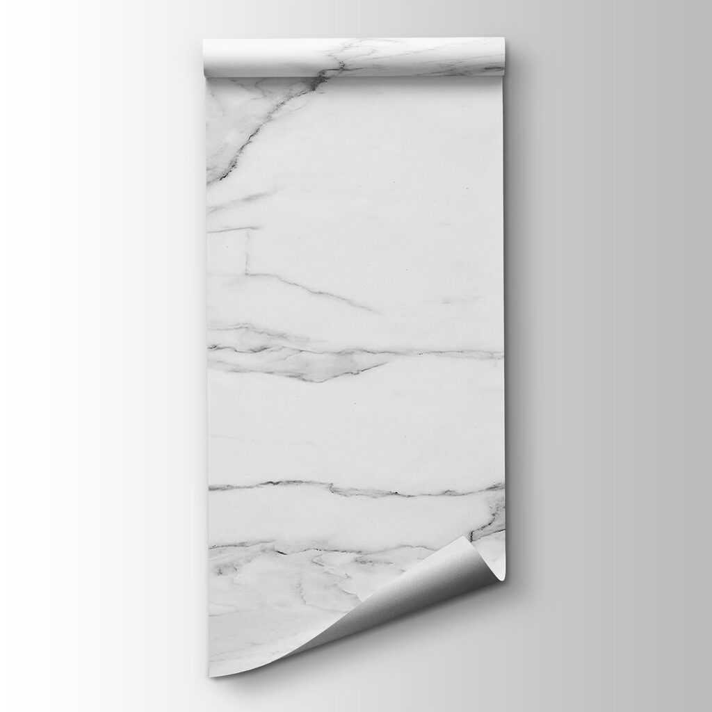 White marble surface with black veins