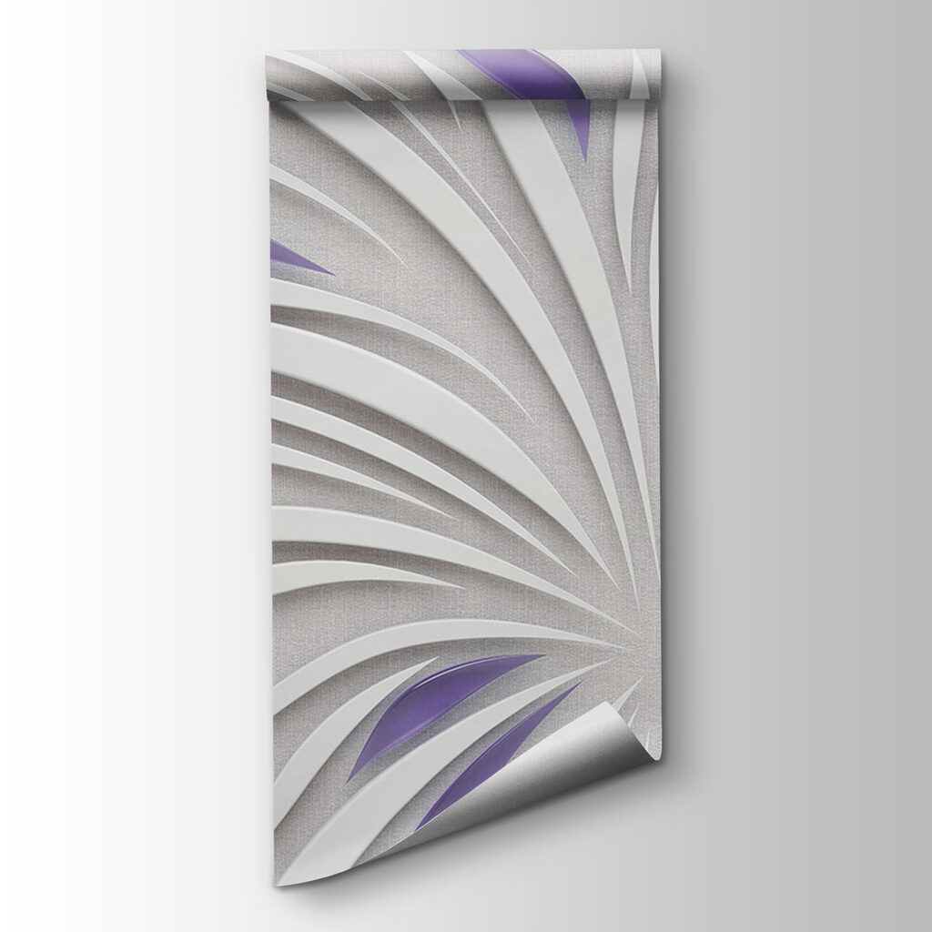 A white and purple swirls on a wall A white and purple swirls on a wall