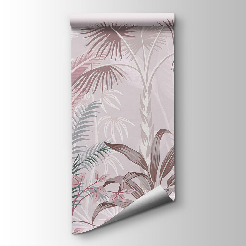 Tropical foliage in soft pastel hues