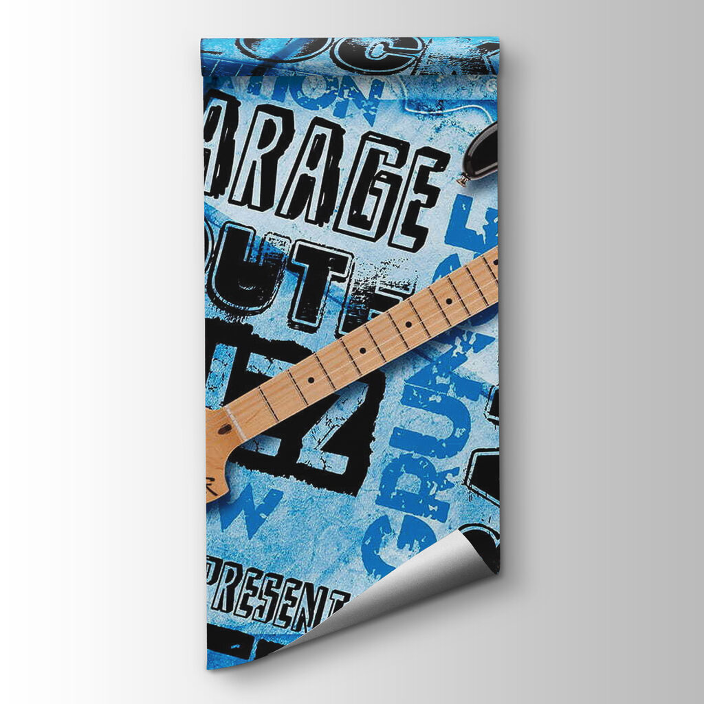 Guitar and record on a blue background Guitar and record on a blue background