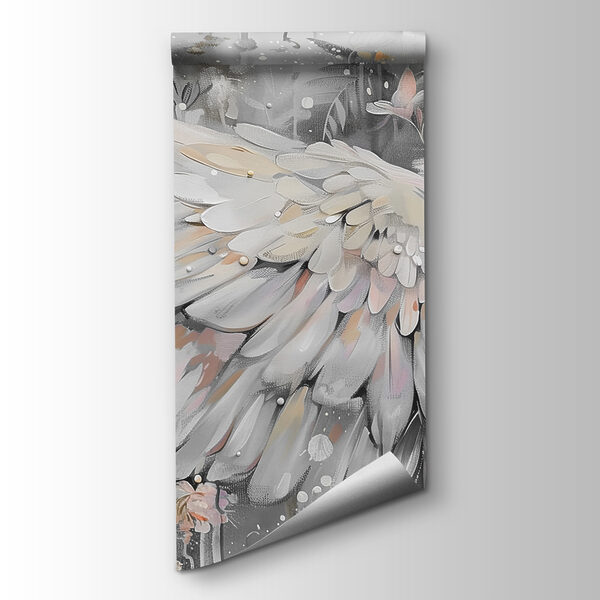 A painting of a woman with wings and flowers