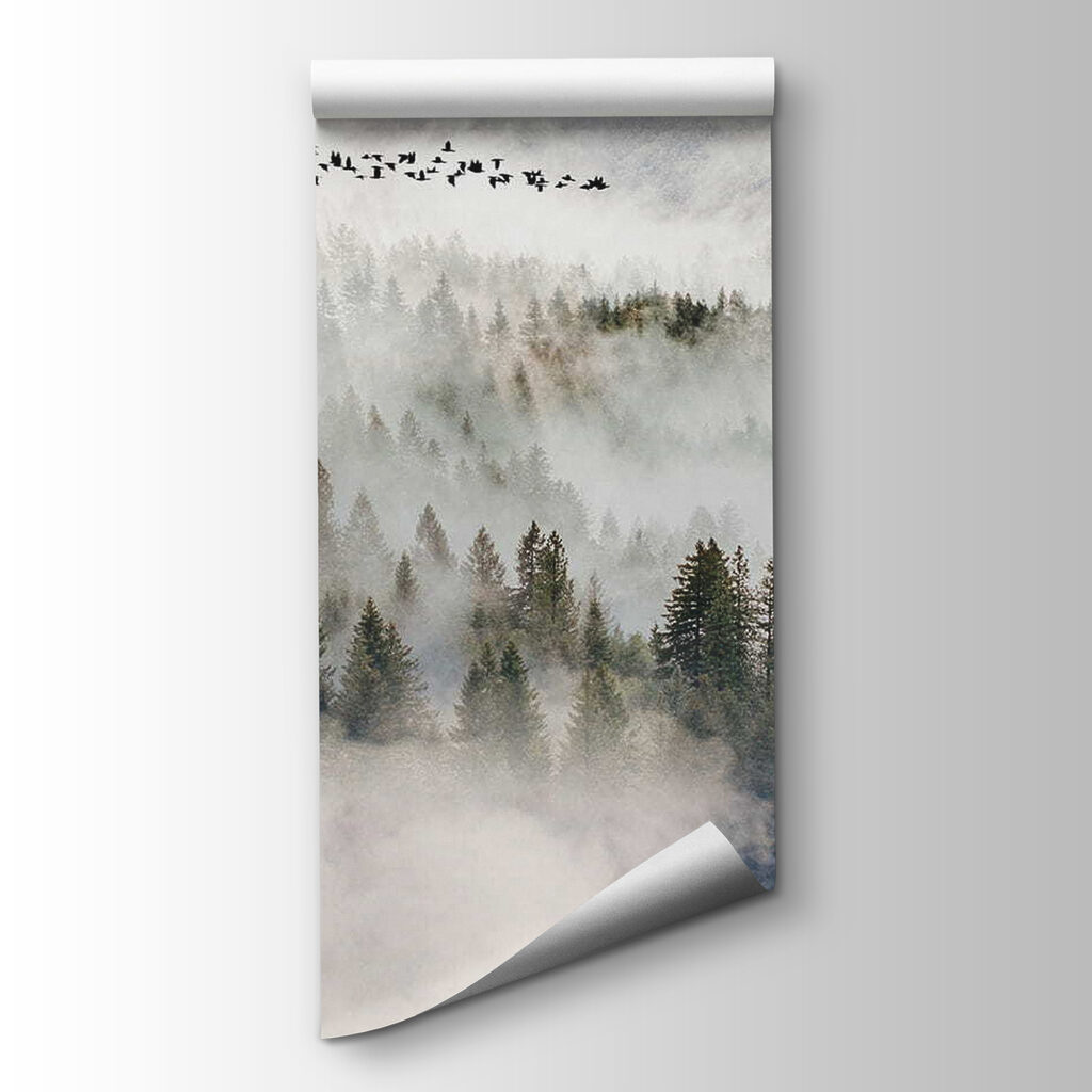 Birds flying over a forest