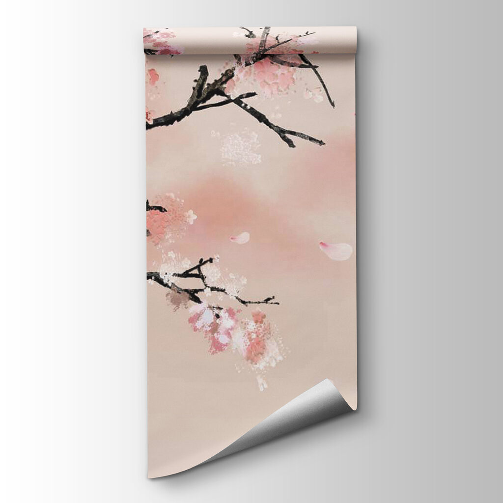 Tree branch with pink flowers