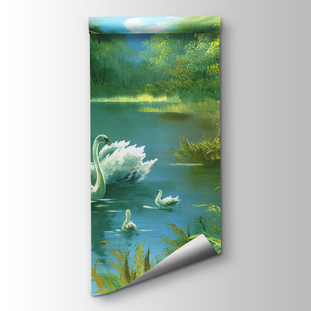 Group of swans swimming in a lake