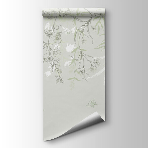 Serene botanical illustration with butterflies Serene botanical illustration with butterflies