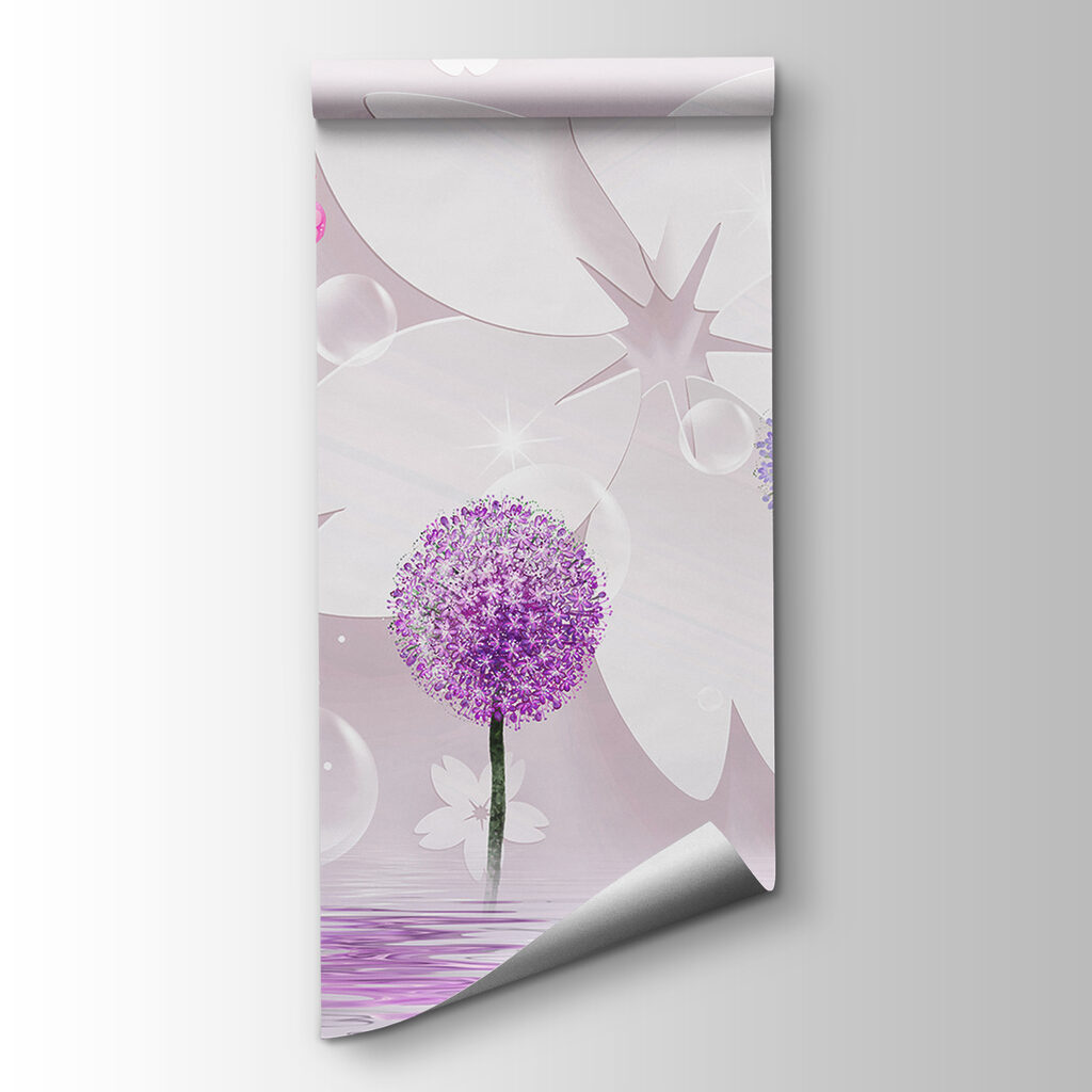 Purple and white flowers with butterflies