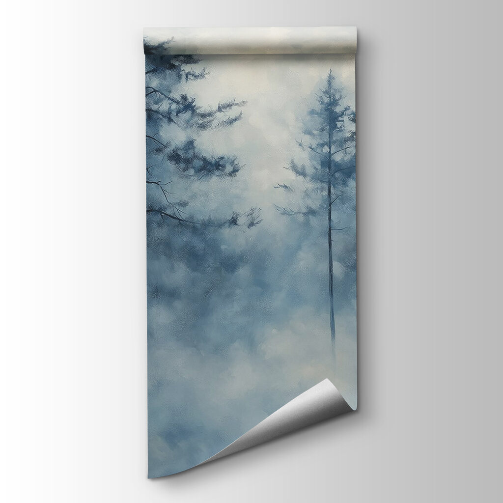 Foggy forest with trees