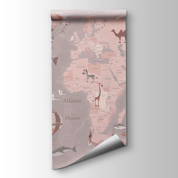 A map of the world with airplanes and hot air balloons A map of the world with airplanes and hot air balloons