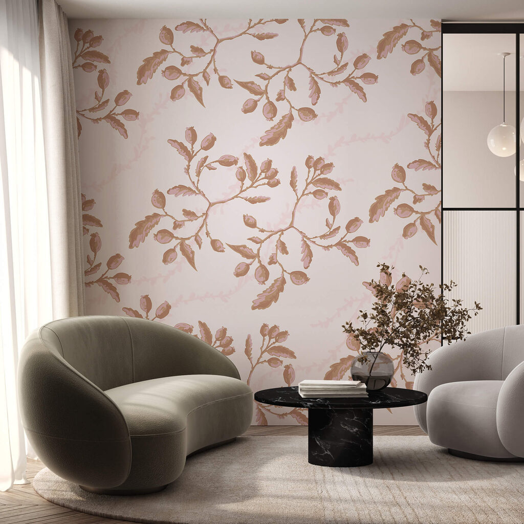 Muster aus Blättern und Beeren