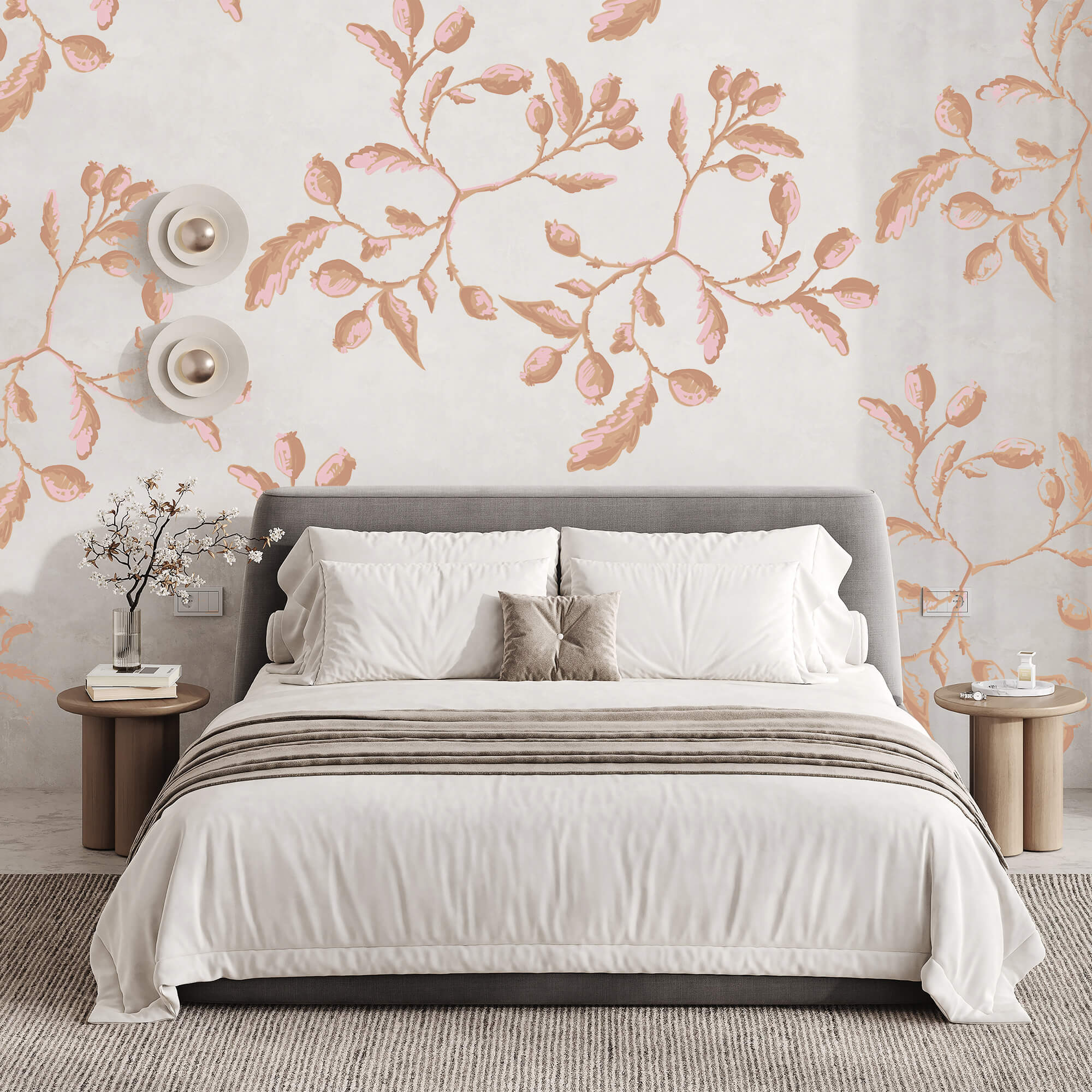 Muster aus Blättern und Beeren