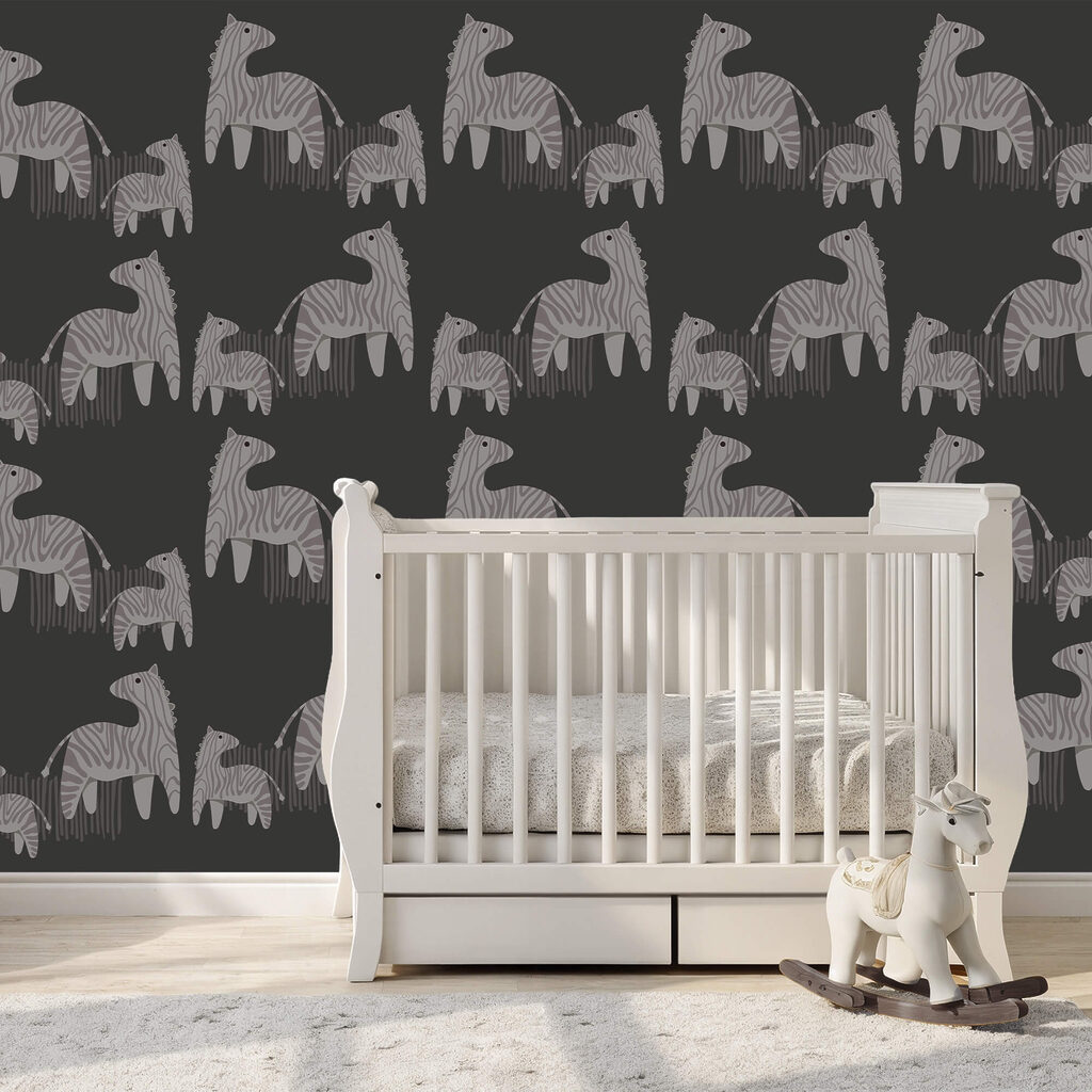 Muster aus Pferden auf schwarzem Hintergrund Muster aus Pferden auf schwarzem Hintergrund