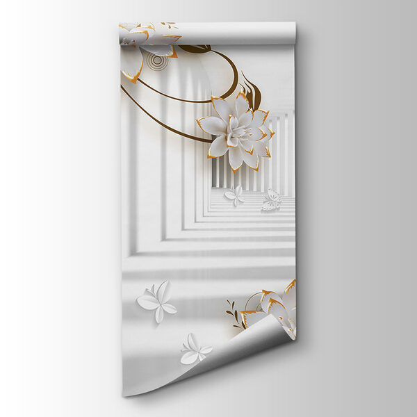 White and orange flowers on a white background White and orange flowers on a white background