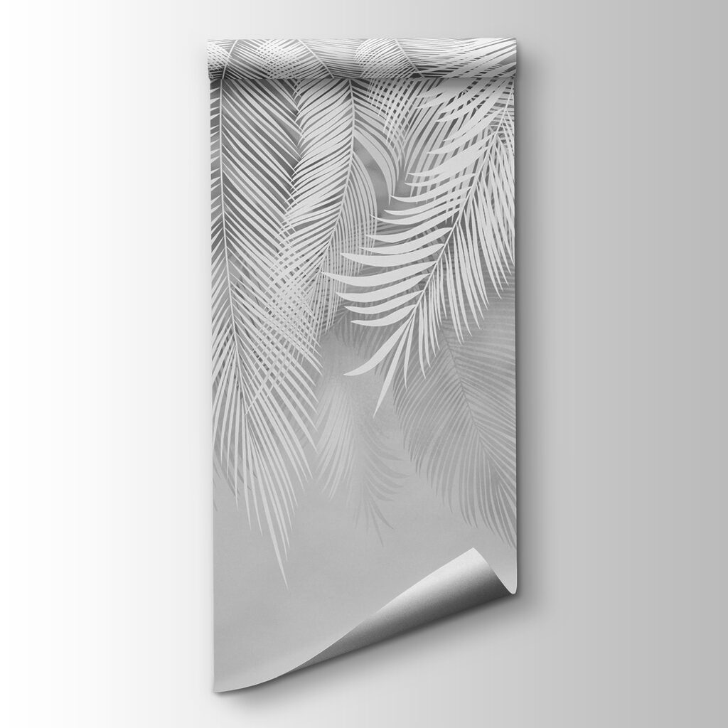 White leaves on a gray background