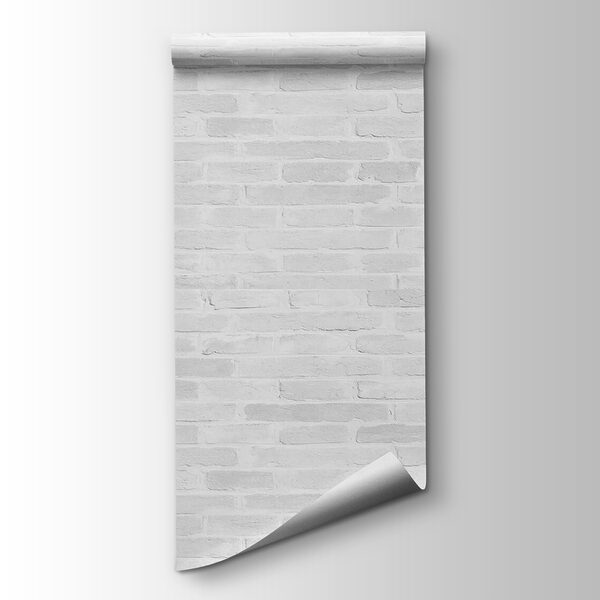 White brick wall with many rectangular bricks