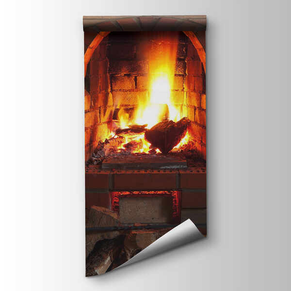 Fireplace with fire in it