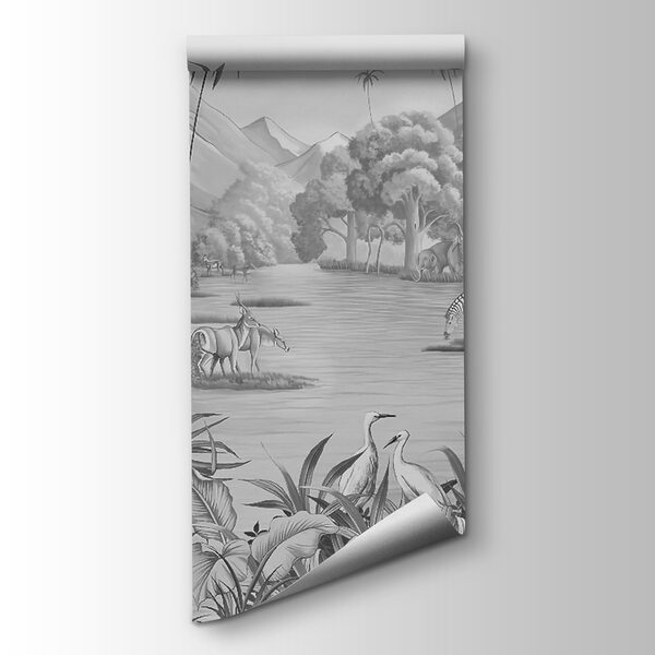 River with zebras and mountains River with zebras and mountains