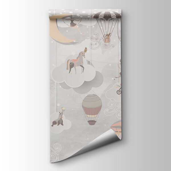 Group of hot air balloons and animals